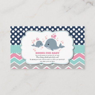 Walvis Baby shower Bring a Book Insert Baby Meisje Informatiekaartje
