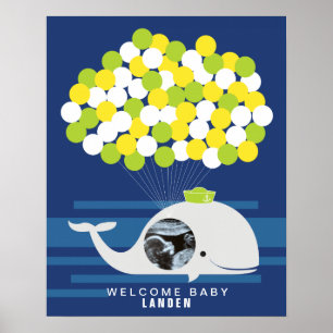 Walvis Baby shower gast boek Print