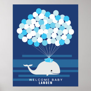 Walvis Baby shower gast boek Print