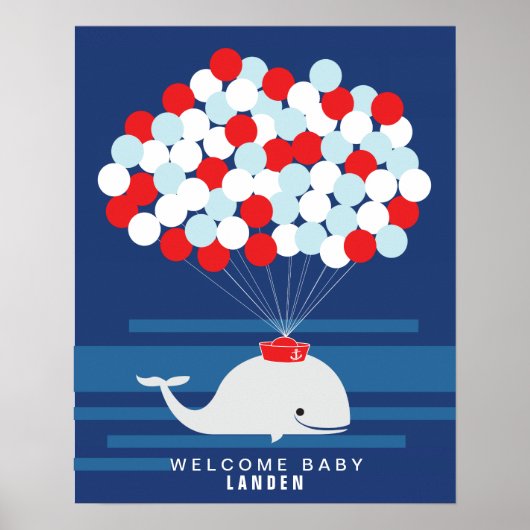 Walvis | Baby shower gast boek Print (Voorkant)