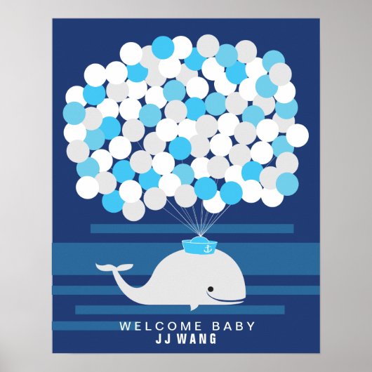 Walvis | Baby shower gast boek Print (Voorkant)