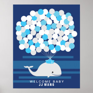 walvis Baby shower gastenboek Afdrukken Poster