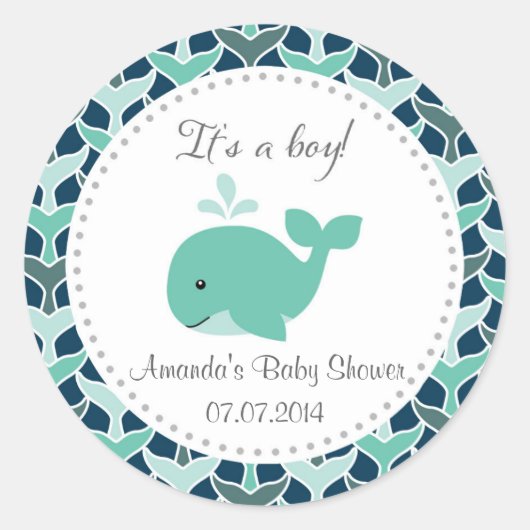 Walvis Baby shower Het is een jongen Stickers (Voorkant)