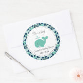 Walvis Baby shower Het is een jongen Stickers (Envelop)