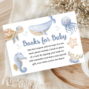 Walvis Baby Shower Jongen Blauwe Oceaan Boeken Voo Informatiekaartje