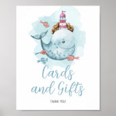 Walvis Baby shower Kaarten en geschenken Poster (Voorkant)