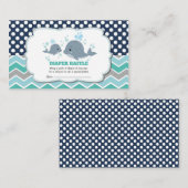 Walvis Baby shower Luier Raffle Ticket Insert Boy Informatiekaartje (Voorkant / Achterkant)