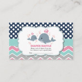 Walvis Baby shower Luier Raffle Ticket Insert Meis Informatiekaartje (Voorkant)