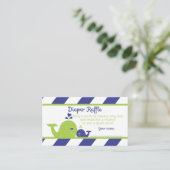 Walvis Baby shower Luier Raffle Ticket, Navy Green Informatiekaartje (Staand voorkant)