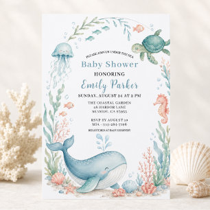 Walvis Baby Shower Onder de Zee Kaart