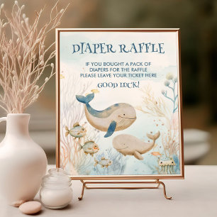 Walvis Baby shower Onder het Zee Luier Raffle Teke Poster