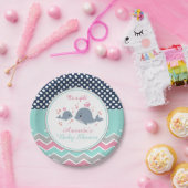 Walvis Baby shower Papier Bord Meisje Chevron Polk (Feest)