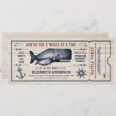  walvis, Baby shower Ticket Invitation Kaart (Voorkant / Achterkant)