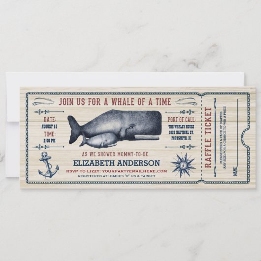 walvis, Baby shower Ticket Invitation Kaart (Voorkant)