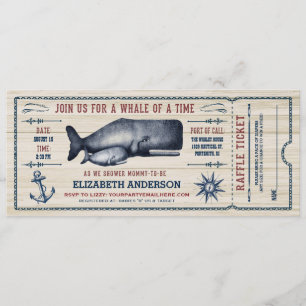  walvis, Baby shower Ticket Invitation Kaart