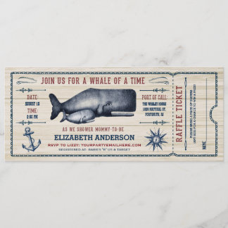  walvis, Baby shower Ticket Invitation Kaart