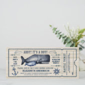  walvis, Baby shower Ticket Invitation Kaart (Staand voorkant)