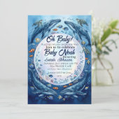 Walvis baby shower uitnodiging – Onder de zee Ocea (Staand voorkant)