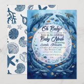 Walvis baby shower uitnodiging – Onder de zee Ocea (Voorkant / Achterkant)