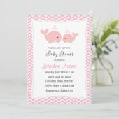 Walvis Baby Shower Uitnodiging Roze (Staand voorkant)