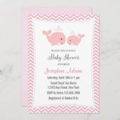 Walvis Baby Shower Uitnodiging Roze (Voorkant / Achterkant)