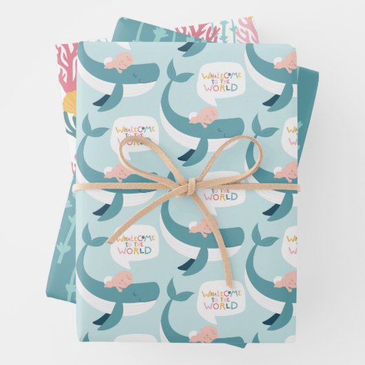 Walvis Baby Verpakkingsdocument Vlakke Bladreeks v Inpakpapier Vel (In situ)