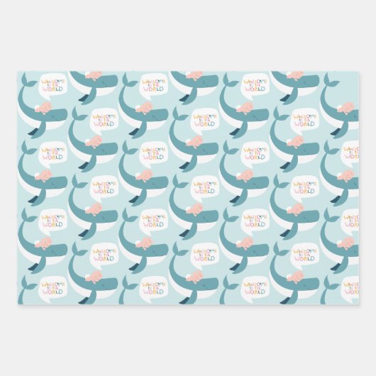 Walvis Baby Verpakkingsdocument Vlakke Bladreeks v Inpakpapier Vel (Voorkant)