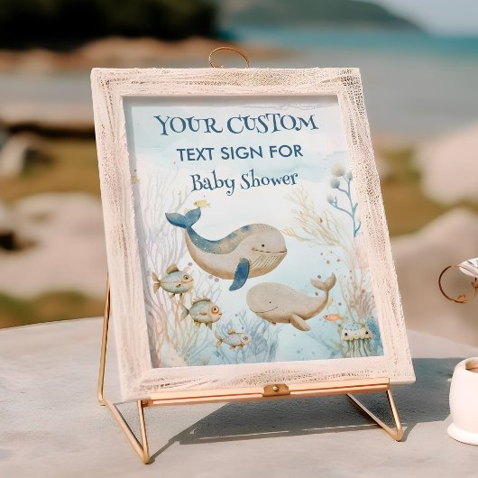 Walvis Babyshower Onder de Zee Aangepaste Tekst Bo Poster