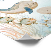 Walvis Babyshower Onder de Zee Aangepaste Tekst Bo Poster (Hoek)