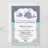 Walvis Babyshower Persoonlijke Uitnodiging Meisje (Voorkant)