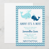 Walvis babyshower uitnodiging (Voorkant / Achterkant)