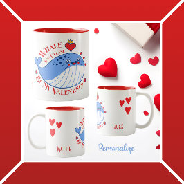 Walvis, ben je alsjeblieft mijn Valentijn? Tweekleurige Koffiemok