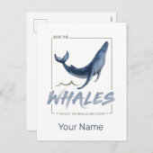 Walvis Bescherm Walvissen en Oceaan Aquarel Walvis Feestdagenkaart (Voorkant / Achterkant)