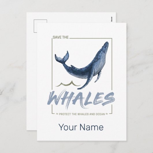 Walvis Bescherm Walvissen en Oceaan Aquarel Walvis Feestdagenkaart (Voorkant / Achterkant)