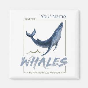 Walvis Bescherm walvissen en oceaan Waterverf walv Magneet