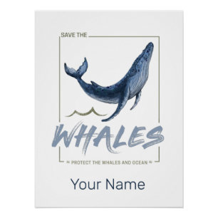 Walvis Bescherm walvissen en oceaan Waterverf walv Perfect Poster