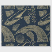  walvis blauw cadeaupapier (Vlak)