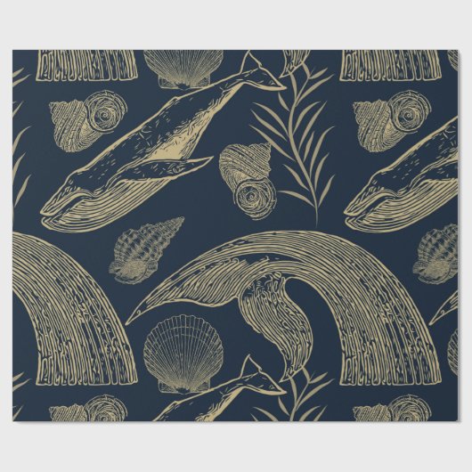  walvis blauw cadeaupapier (Vlak)