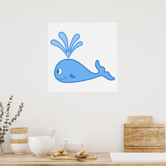 Walvis, Blauw. Poster (Keuken)