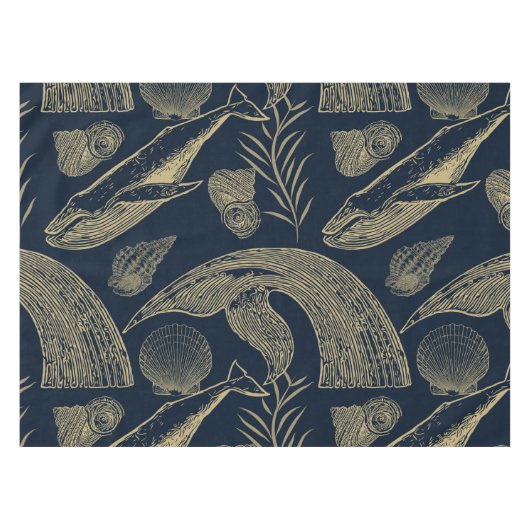walvis blauw tafelkleed (Voorkant (Horizontaal))
