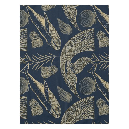 walvis blauw tafelkleed (Voorkant)