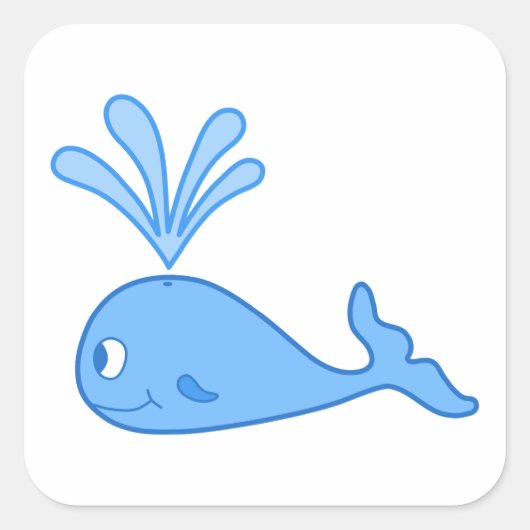 Walvis, Blauw. Vierkante Sticker (Voorkant)