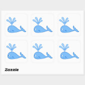 Walvis, Blauw. Vierkante Sticker (Vel)