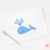 Walvis, Blauw. Vierkante Sticker (Envelop)
