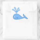 Walvis, Blauw. Vierkante Sticker (Tas)