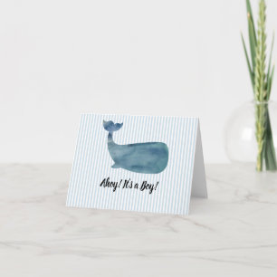 Walvis Blauwe Streep Baby Shower Ahoy het is een J Bedankkaart