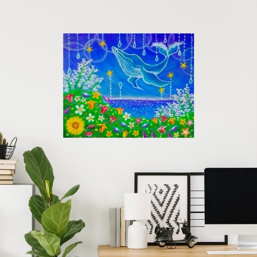Walvis & Bloemen Poster (Thuiskantoor)