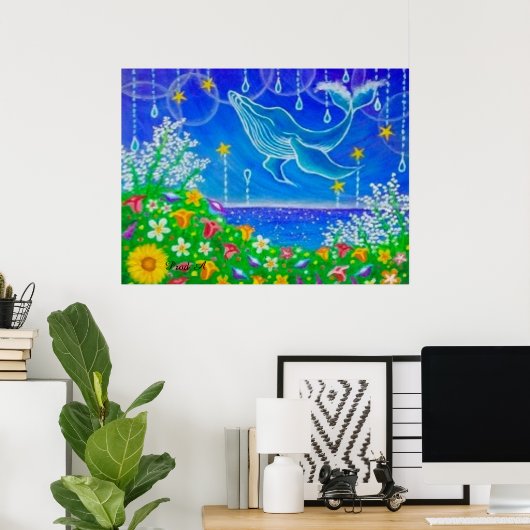 Walvis & Bloemen Poster (Thuiskantoor)