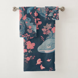 Walvis bloemig kleurrijk gepersonaliseerd patroon bad handdoek