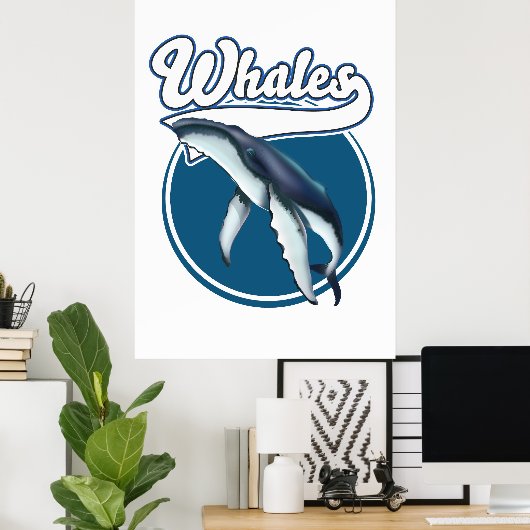Walvis cartoon-logo poster (Thuiskantoor)